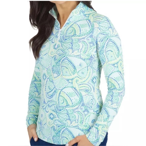 IBKUL Tops - Ibkul Long Sleeve Golf Short Mock Zip Pullover